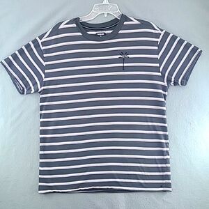 HURLEY Port City Men's Short Sleeve Gray Striped Crew Neck T-Shirt - Size Medium